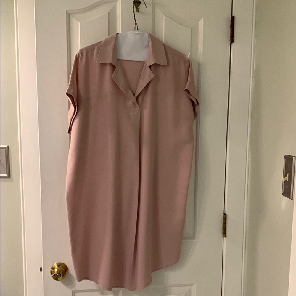 Casual Rose Pink Popover/shirt dress